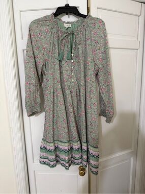 Floral Dress in Sage Green and Pink